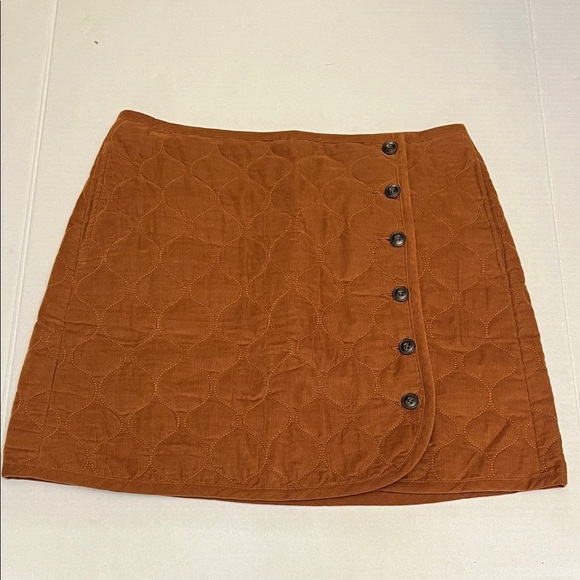MADEWELL BROWN QUILTED COTTON  MINI SKIRT 10 - Picture 1 of 16